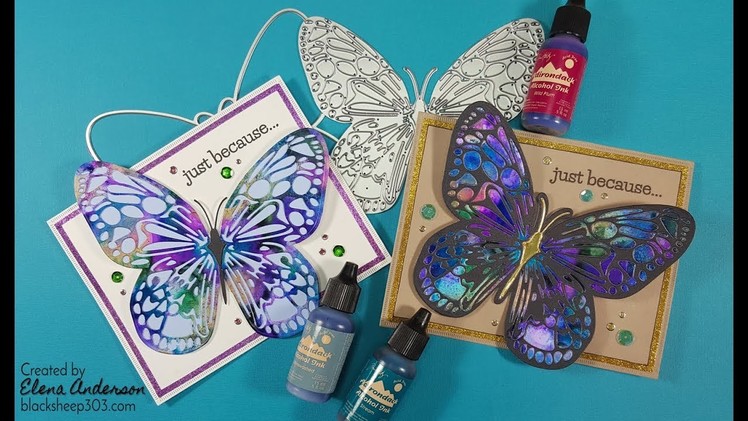 Die Cut & Alcohol Inked Butterfly Card with Elizabeth Craft Designs