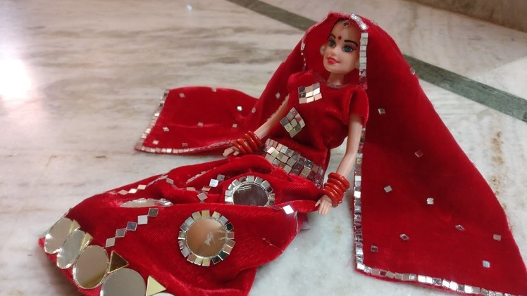 DIY Barbie with mirror dress # traditional dress#Kalpana saranam