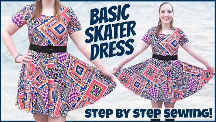 DIY Easy Stretch Fabric Skater Dress | No Zipper or Pattern Needed!
