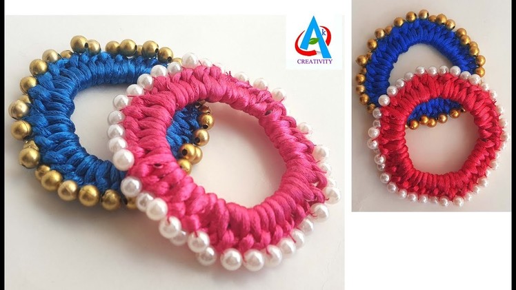 DIY | Hair Rubber Band Making tutorial. making rubber band using pearls  simple and easy