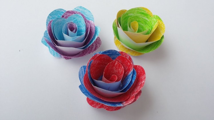 DIY: How to Make Colourful Small Rose With Paper!!!!