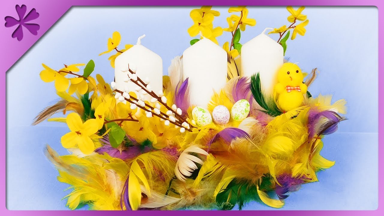DIY How to make Easter centerpiece out of feathers (ENG Subtitles) - Speed up #461