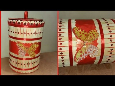 Diy How to Make Old Container Convert to Beautiful dustbin.Beautiful Jewllary Box