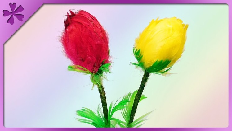 DIY How to make tulips out of feathers and styrofoam eggs (ENG Subtitles) - Speed up #462