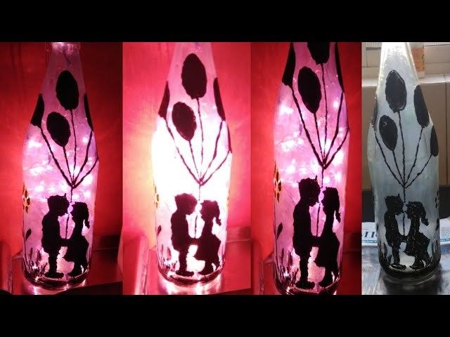 DIY Lamp|DIY Frosted Bottle Lamp.Bottle Art for kids craft activity|DIY: How to Make Bottle Light