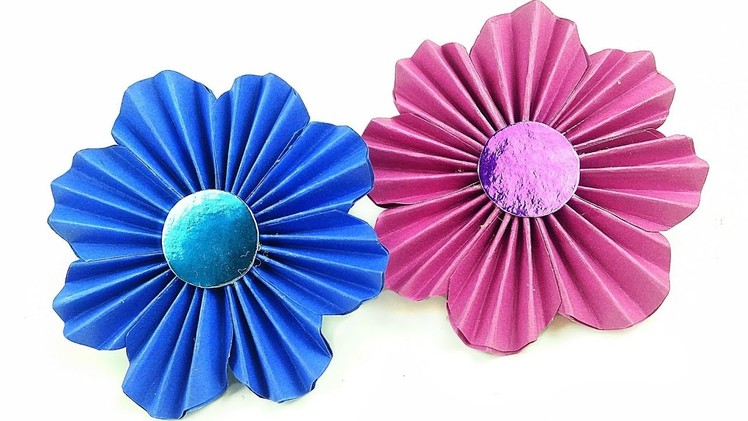 Diy making simple paper rosettes flower tutorial backdrop. Paper flowers decorations easy for kids