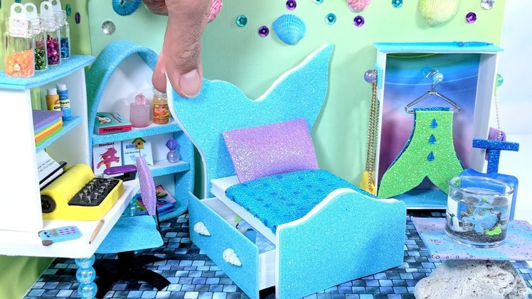 DIY Miniature Mermaid Bed with Drawer for LOL, LPS, or Small Dolls