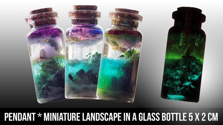 DIY. Ocean Pendant - Miniature landscape in a glass bottle. 5x2 cm.Tutorial resin jewelry.