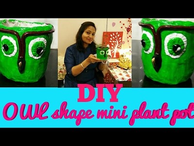 DIY Owl planter,owl shape mini plant pot,clay planter painting,anvesha,s creativity