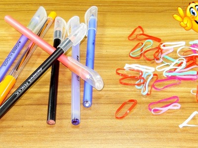 DIY pen craft idea | best out of waste | pen reuse idea with Hair rubber bands