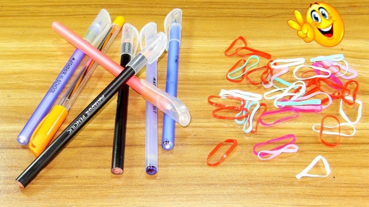 DIY pen craft idea | best out of waste | pen reuse idea with Hair rubber bands