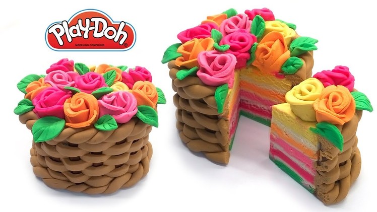 Dolls Food . Flower Basket Cake. Play Doh for Kids and Beginners. DIY for Kids Mother's Day Gift