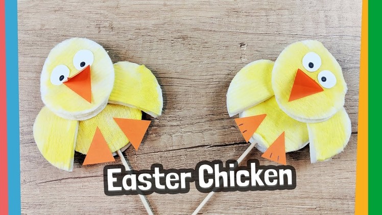 Easter craft idea for kids - Cute chicken from cosmetic tissues
