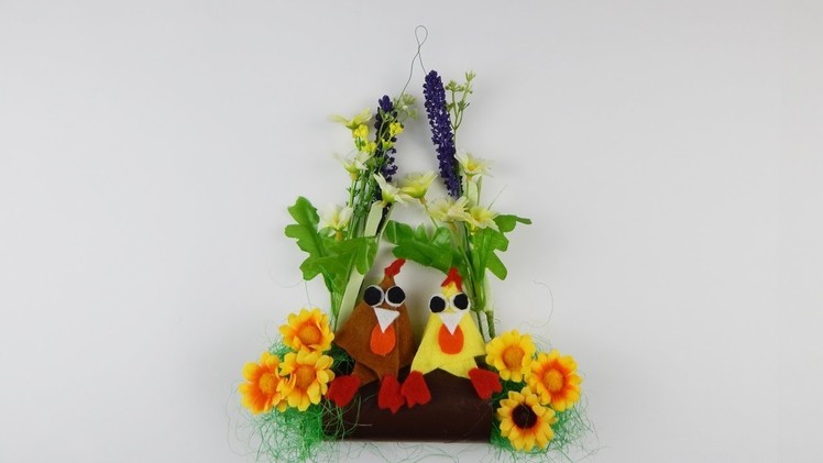 Easter decoration Easter door deco with chickens DIY Easter chicken Osterdekoration Hühner