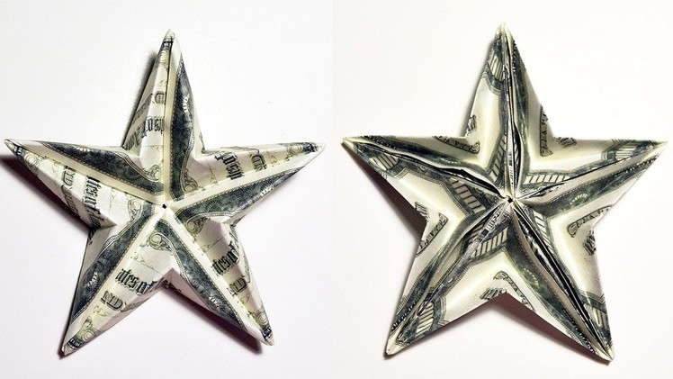 Easy Money Big double-sided STAR Origami Dollar Tutorial DIY Folded No glue and tape