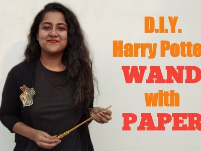 HARRY POTTER WAND with PAPER: How to make! | D.I.Y. Craft Tutorial | Nimisha Raizada