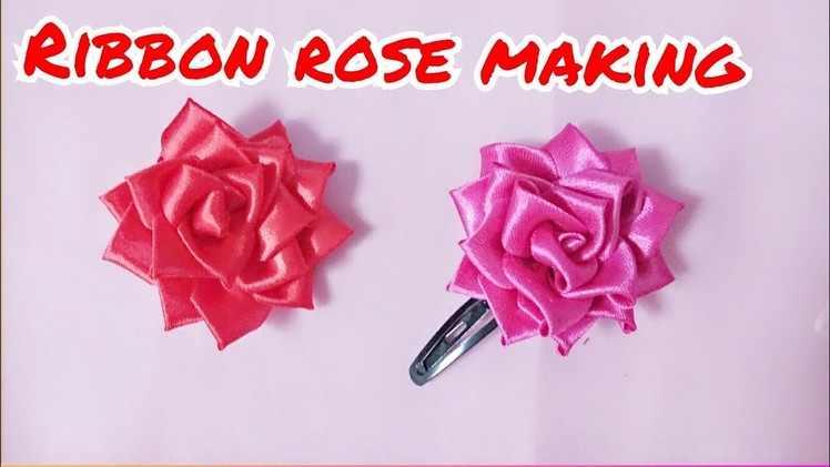 How to make beautiful satin ribbon rose.flower craft | DIY | hair pin.clip. hair band. decoration
