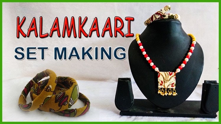 Kalamkari Jewellery Making || How to Make Kalamkari Chain and Bangles  || kruthi DIY craft ideas