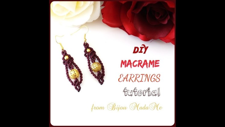 Macrame earrings tutorial. DIY macrame jewelry & crafts. How to make micro macrame earrings.