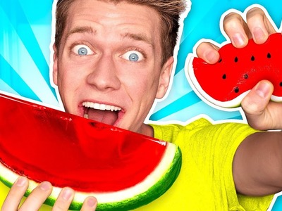 Making CANDY out of SQUISHY FOOD!!! *JELLO WATERMELON* Learn How To DIY Squishies Food Challenge