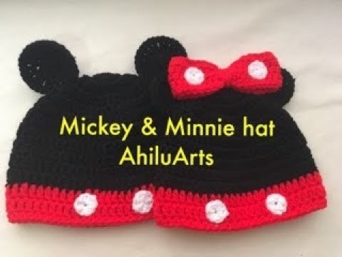 Mickey & Minnie beanie - mickey & minnie hat - Mickey & minnie - DIY - crochet - tutorial - English