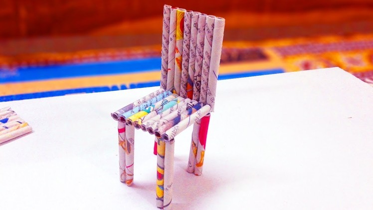 Newspaper craft: How to make a Newspaper Chair, Paper chair step by step.