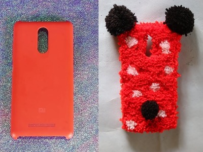 RECYCLE OLD PHONE CASE WITH YARN.WOOL  | DIY MINNIE CASE |