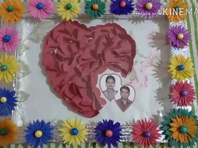 Wall hanging photo frame with 3D heart and photographs||Waste material craft ideas|Mothers day speci