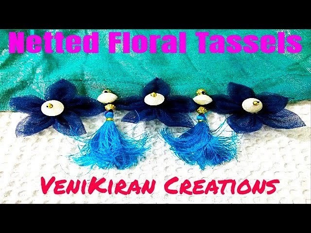111:How to Make Netted Floral Saree Tassel.Kuchu design with Beads @ Home - Design 50::Tutorial