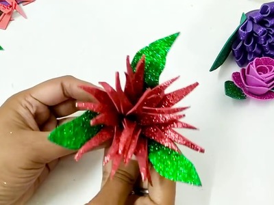 3 handmade Foam flower | How to make 3 different foam flower