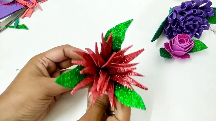 3 handmade Foam flower | How to make 3 different foam flower