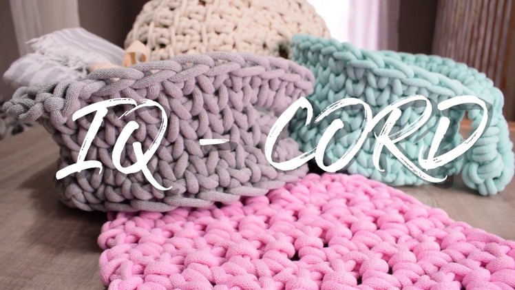 Crochet a pillow with cotton cord yarn.VS arm knitting.IQ cord