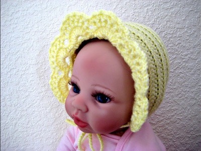 Crochet Baby hat Bonnet 0-3 months tutorial