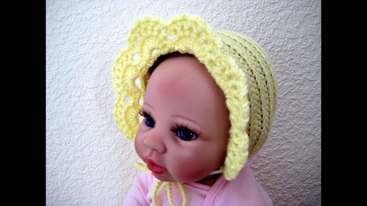 Crochet Baby hat Bonnet 0-3 months tutorial