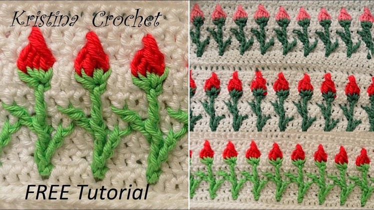 Crochet rose stitch  Tutorial with pattern (English version)