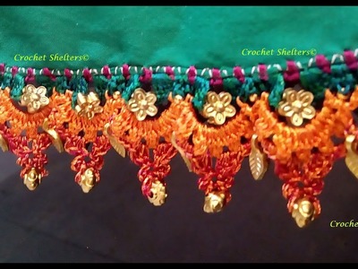 Crochet saree kuchu flower & V arch | Saree tassels flower & V arch with beads