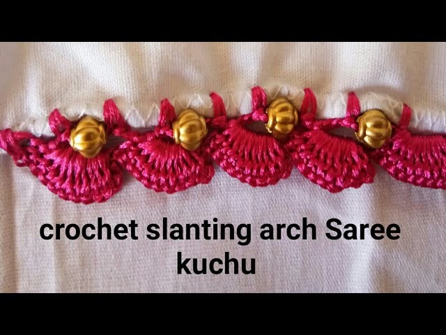 Crochet slanting arch Saree kuchu with beads