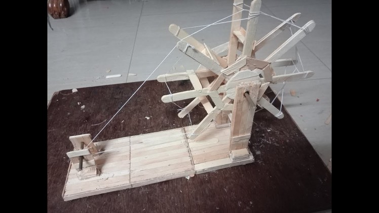 DIY: How to make charakha or  spinning wheel,using popsicle sticks, kids science project