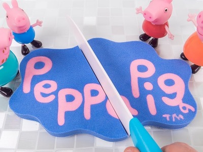 DIY How to Make Kinetic Sand Peppa Pig Logo Cake  Cutting Learn Colors for Kids