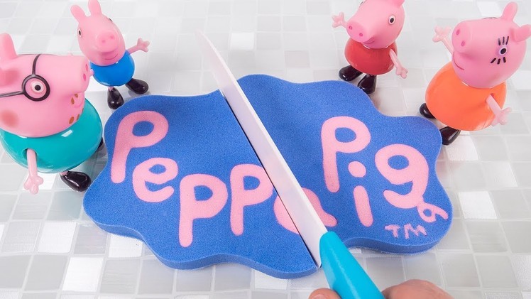 DIY How to Make Kinetic Sand Peppa Pig Logo Cake  Cutting Learn Colors for Kids