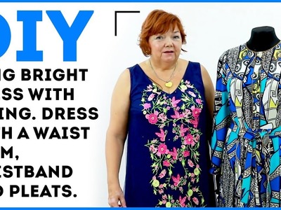 DIY: Long bright dress with lining. Dress with a waist seam, waistband and pleats.