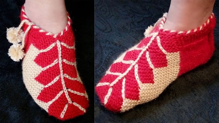 Easy New Flower Socks Design (knitting) in hindi