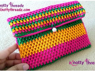 Handmade Silk Thread Purse | Crochet Clutch | Multi Coloured | Simple Design | www.knottythreadz.com