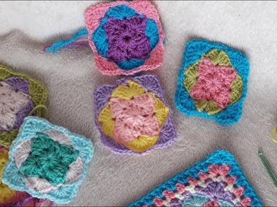 How to crochet granny square - Como tejer un granny square tres colores