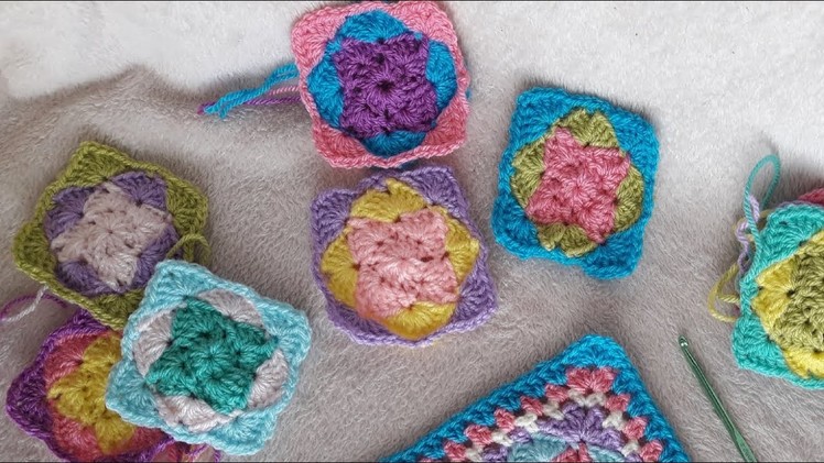 How to crochet granny square - Como tejer un granny square tres colores