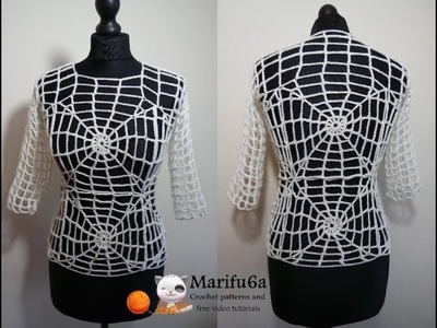 How to crochet spider easy top  jumper tunic from one ball all sizes pattern tutorial