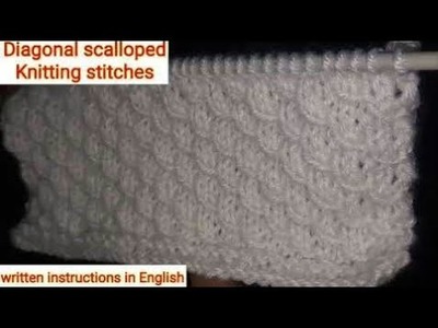 How to knit || Beautiful || Diagonal Scalloped Knitting Stitches Pattern || Fancy Stitches Combo