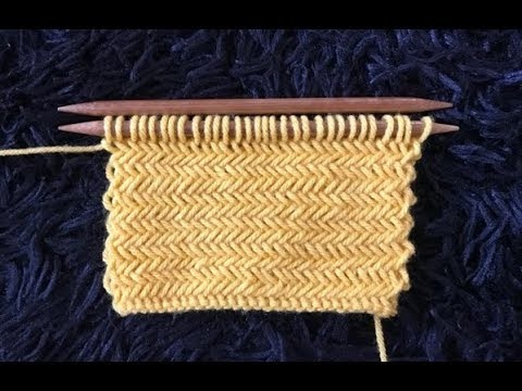 How to Knit Herringbone Stitch Pattern #669│by ThePatternFamily