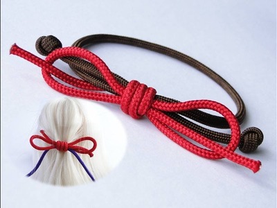 How to Make a "Bow Knot" Hair Strap.Friendship Bracelet-Sliding Knot Paracord Version