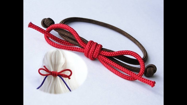 How to Make a "Bow Knot" Hair Strap.Friendship Bracelet-Sliding Knot Paracord Version